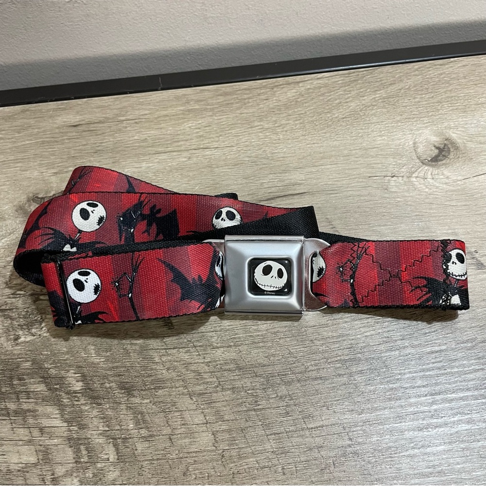 JACK SKELLINGTON Red & Black BUCKLE DOWN Nightmare Before Xmas BELT 28" - 46"